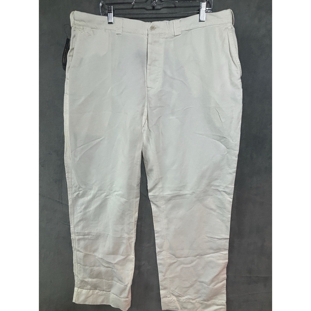 VTG New Polo Ralph Lauren Preston Fit Linen Pants Men's 40x30 White Classic Fit